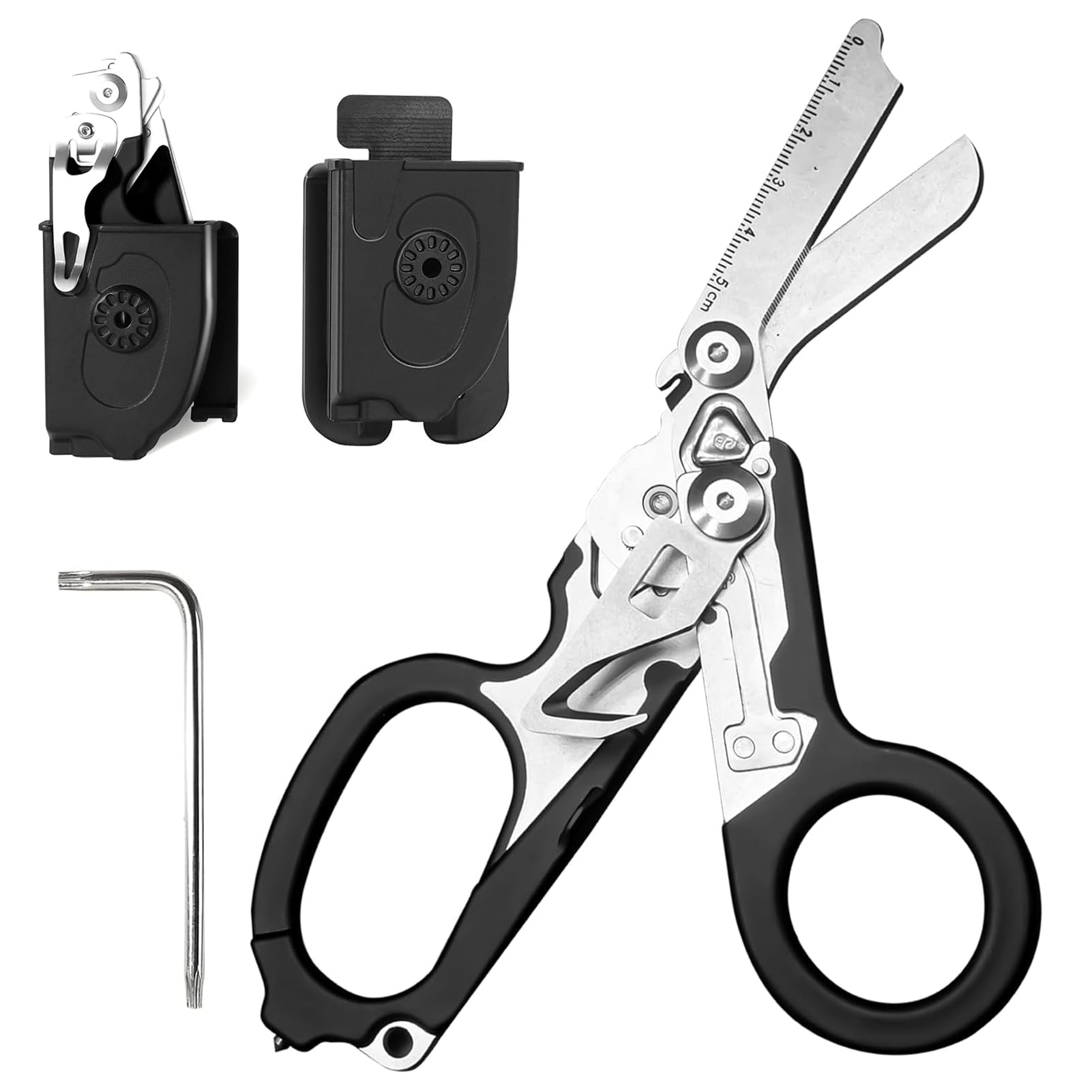Forbici da trauma multifunzione in acciaio inox, 6 pratiche funzioni, forbici di emergenza Raptor Response, colore: nero