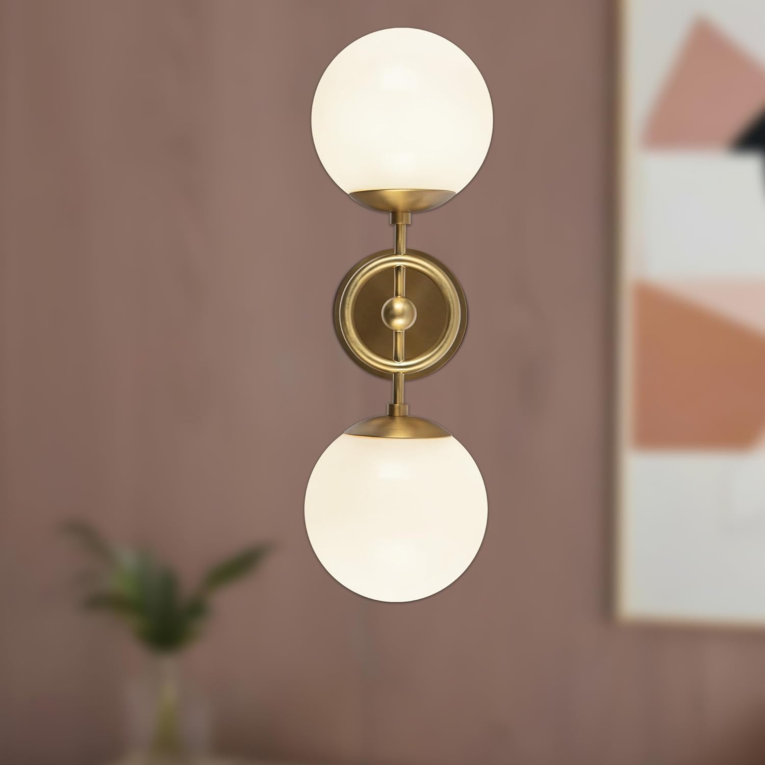 Alora Mood Fiore 18-in Brushed Gold/Glossy Opal Glass 2 Lights Wall Vanity