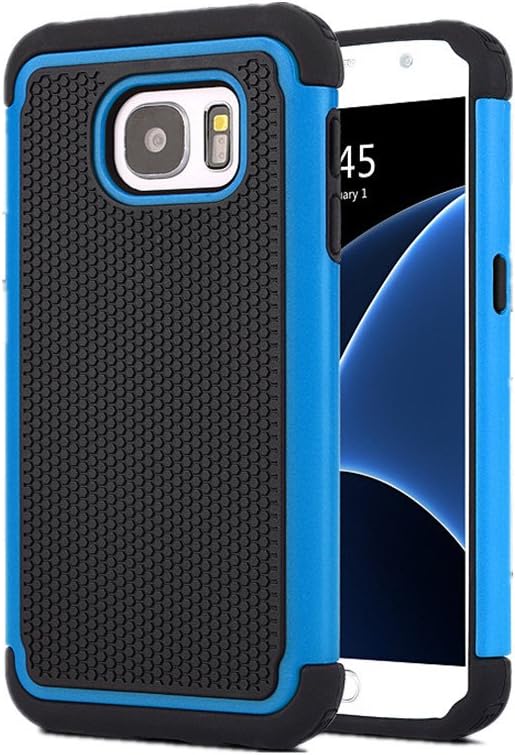Galaxy S7 Case, KONEA S7 Case [Heavy Duty Protection] [Shock Absorption] [Drop Protection] Football lines Premium Dual Layer Case Cover for Samsung Galaxy S7 2016 (Blue)