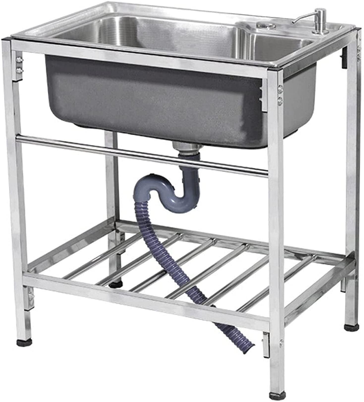 SDdPulse Commercial Stainless Steel Utility Sink - Single Bowl 304 Stainless Steel Kitchen Sink for Bar Prep Station,One Color-A