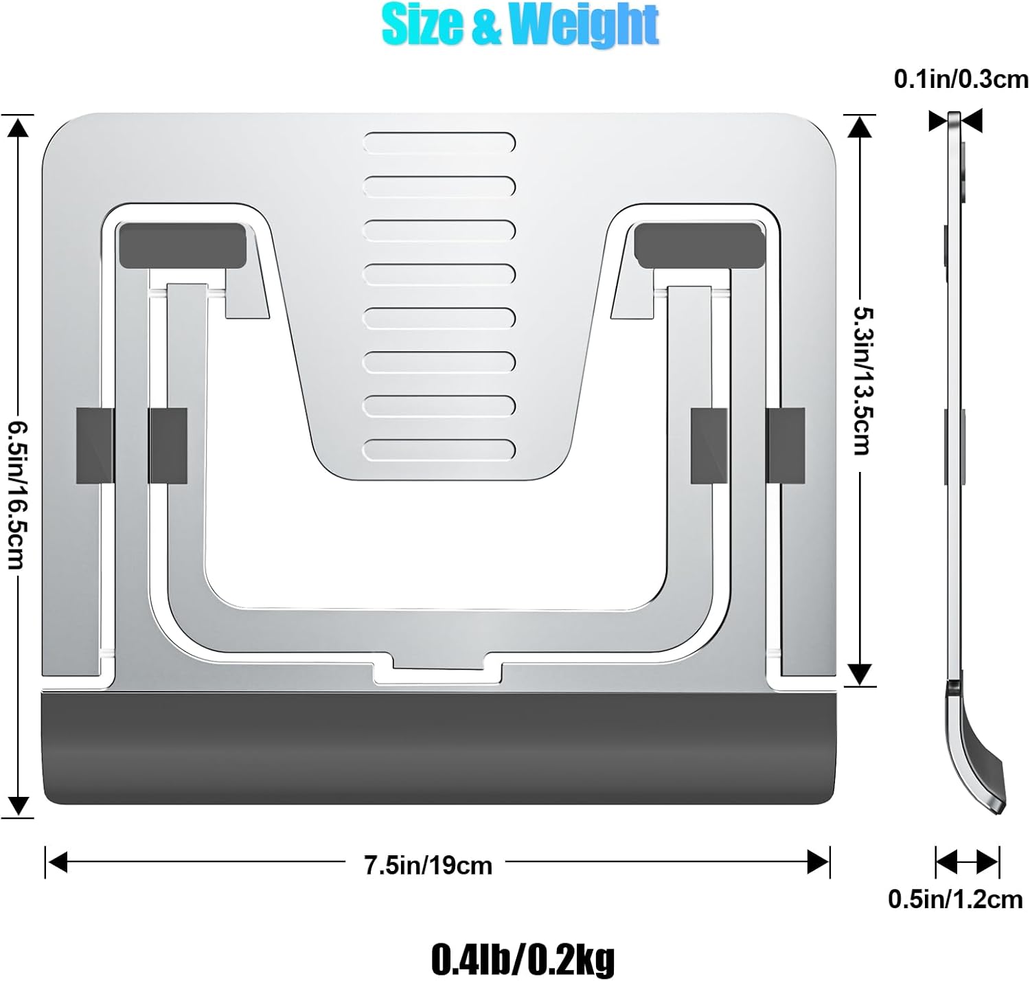 Tablet Stand Adjustable & Foldable, Slim Portable Aluminum Tablet Holder for Desk, Compatible with iPad Pro/Air/Mini, Samsung Tab, Surface Pro, Kindle Fire (7-13") (Silver)