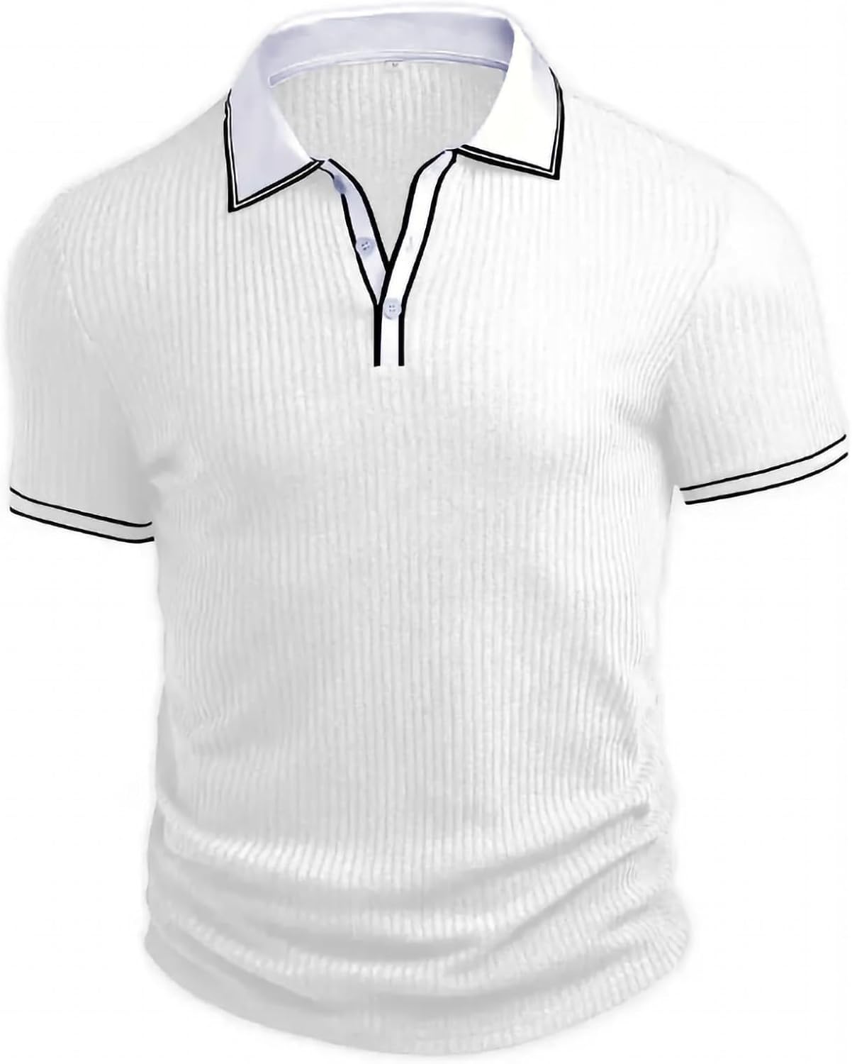 Mens Polo Shirts Summer Short Sleeve Classic Knit Polo Blouses Casual Button Down Beach Golf Shirts Pullover Tops