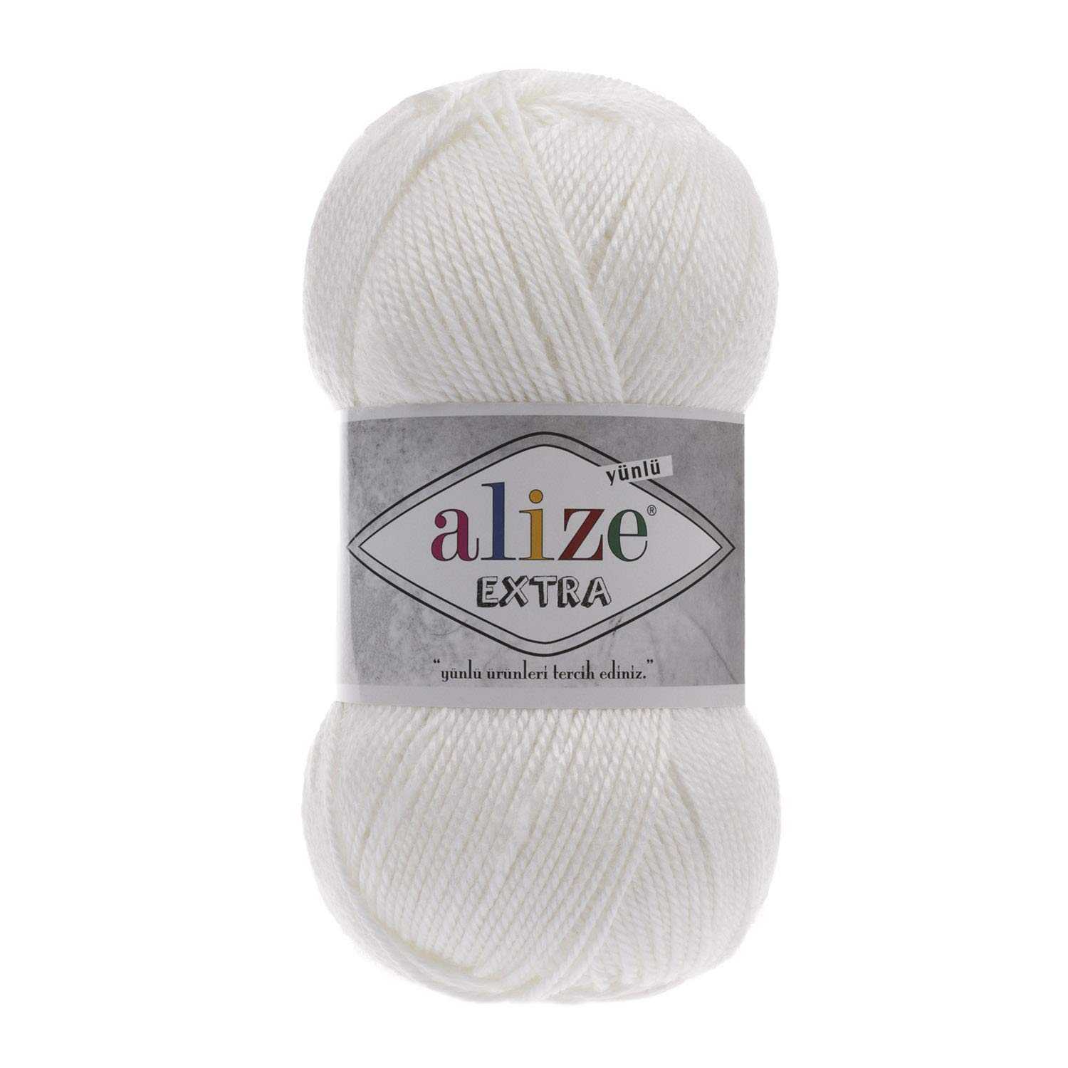 Alize Extra Thread Yarn - 90% Acrylic 10% Wool Blend, 4 Skeins White