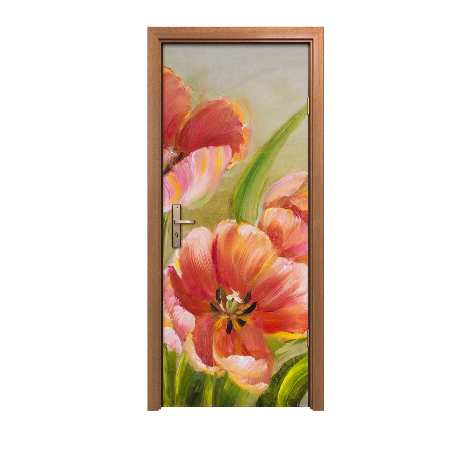 Autocollant de porte motif végétal pour salon et chambre moderne 90x200cm