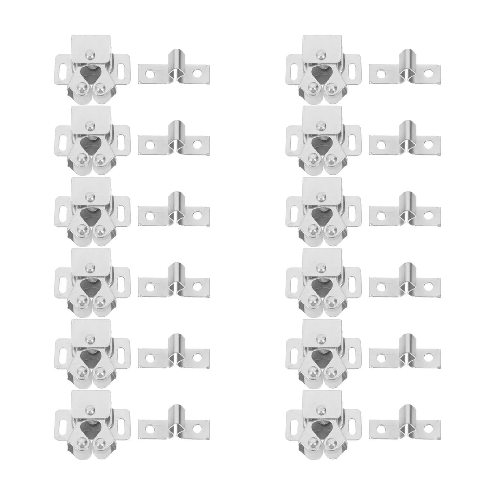 12Sets Double Roller Ball Catch for Cupboard Doors Cabinet Latch Heavy Duty Quiet Spring Loaded Door Smooth Operation for Furniture