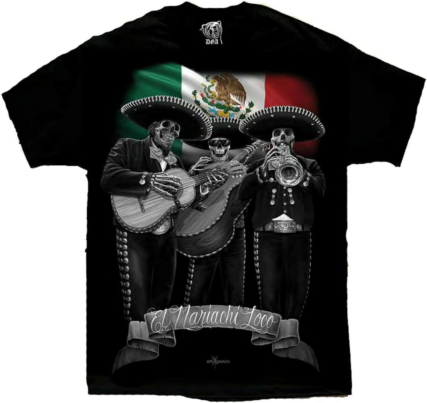 DONGTIAN El Mariachi Loco Viva Mexico Chicano Lowrider Art DGA David Gonzales T Shirt