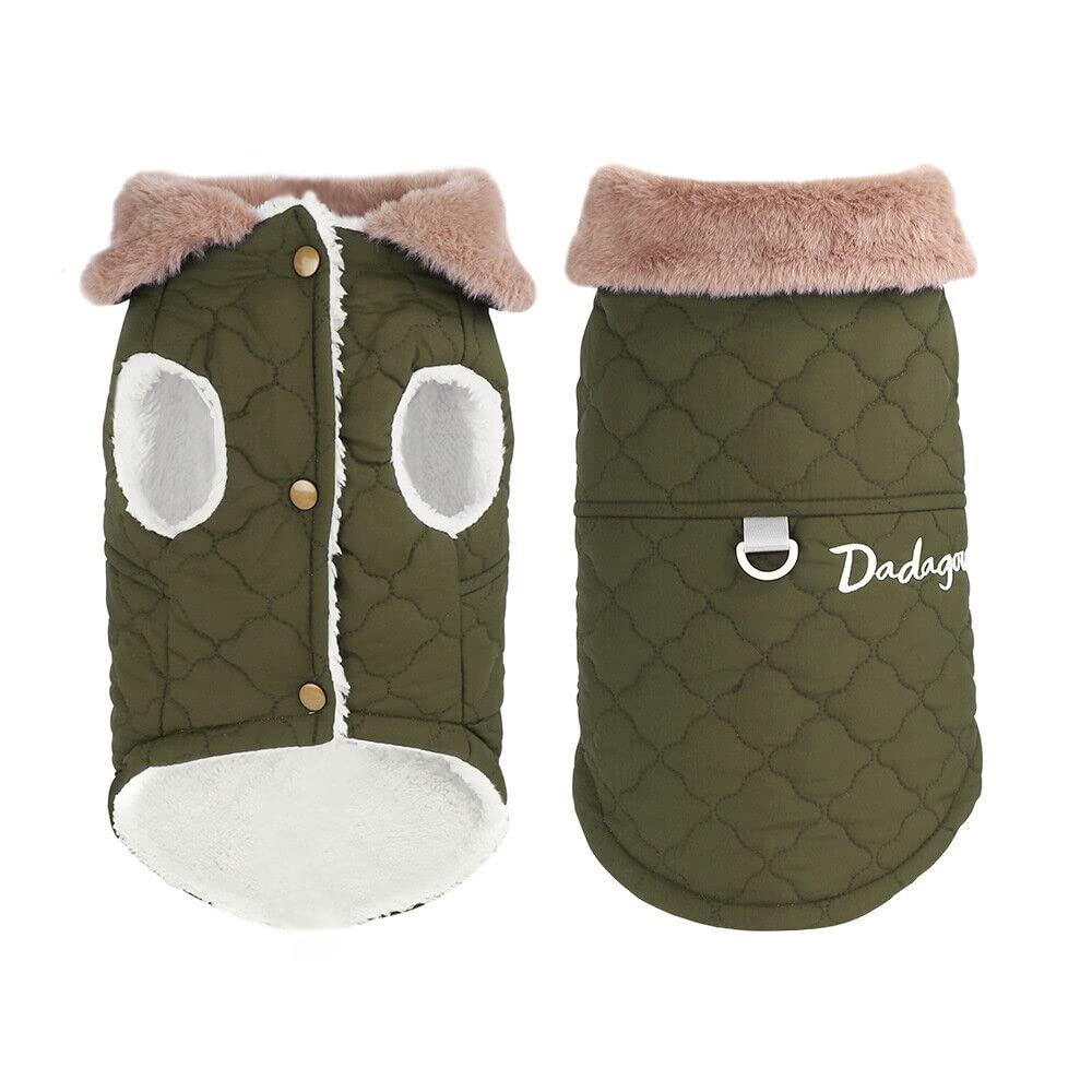 Dog Winter Coat - Waterproof Fleece Padded Jacket with D Ring, Warm Soft Cloth, Green (XL) — image 1