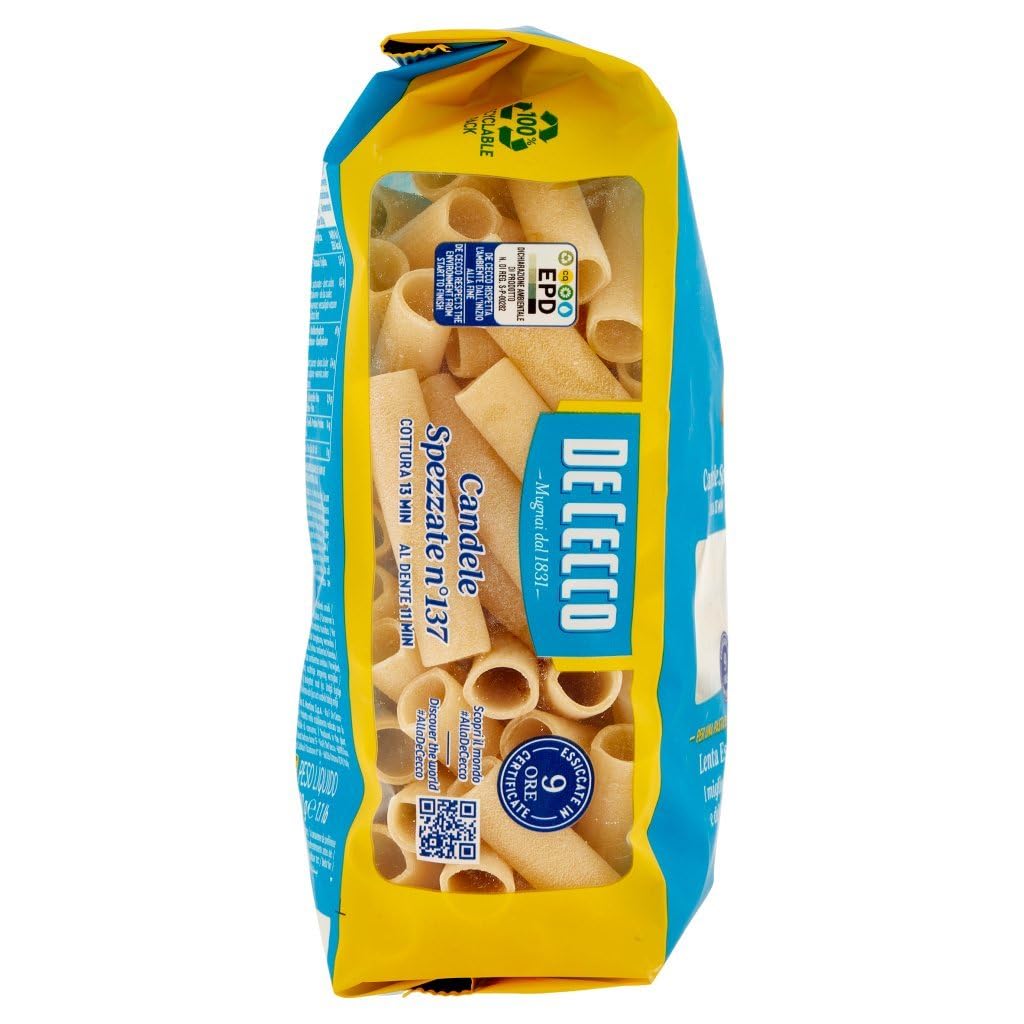 Italian Gourmet Pasta Candele Spezzate N°137 italienische Nudeln 20 x 500g | Grande formato tubolare, cottura al dente; perfekt für Ragù, Aufläufe, Gesamtnettogewicht 10 kg + Kostenlos Polpa 400g