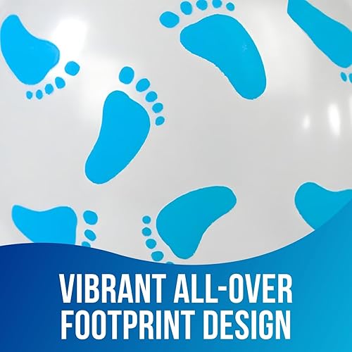 Miniatura 3 de Fun Express - Globos de látex adorables con huellas azules para bebé, 11 pulgadas (paquete de 24), calidad premium y llamativas decoraciones de baby