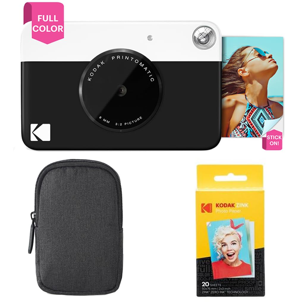 Kodak Printomatic Instant Camera (Black) Basic Bundle + Zink Paper (20 Sheets) + Deluxe Case + Comfortable Neck Strap Kodak Printomatic Instant Camera (Black) Basic Bundle + Zink Paper (20 Sheets) + Deluxe Case + Comfortable Neck Strap