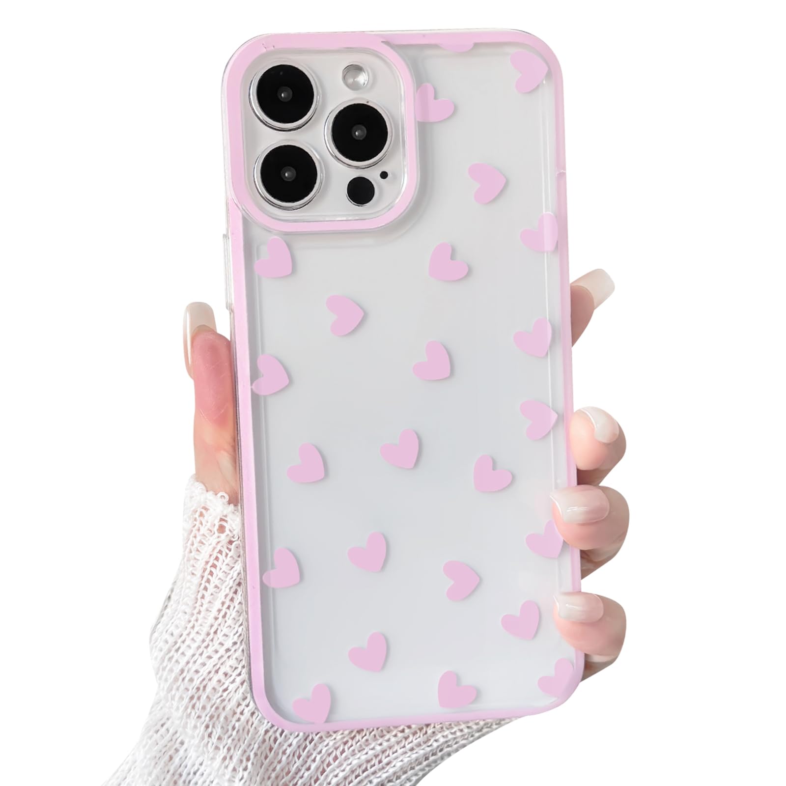 NITITOP Hülle Für IPhone 15 Plus – Durchsichtig Mit Herz-Muster, Stoßfest & Aus Weichem TPU