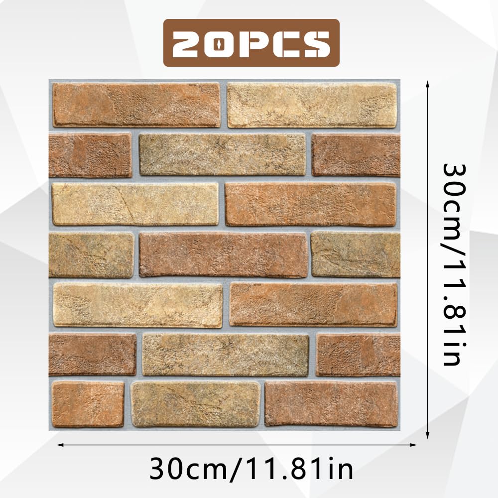 20 Pezzi Pannelli Decorativi 3D per Parete Pannelli Decorativi 30x30 cm Carta Parati 3d per Salone,Ufficio,TV Sfondo,Cucina,Bagno,Soggiorno