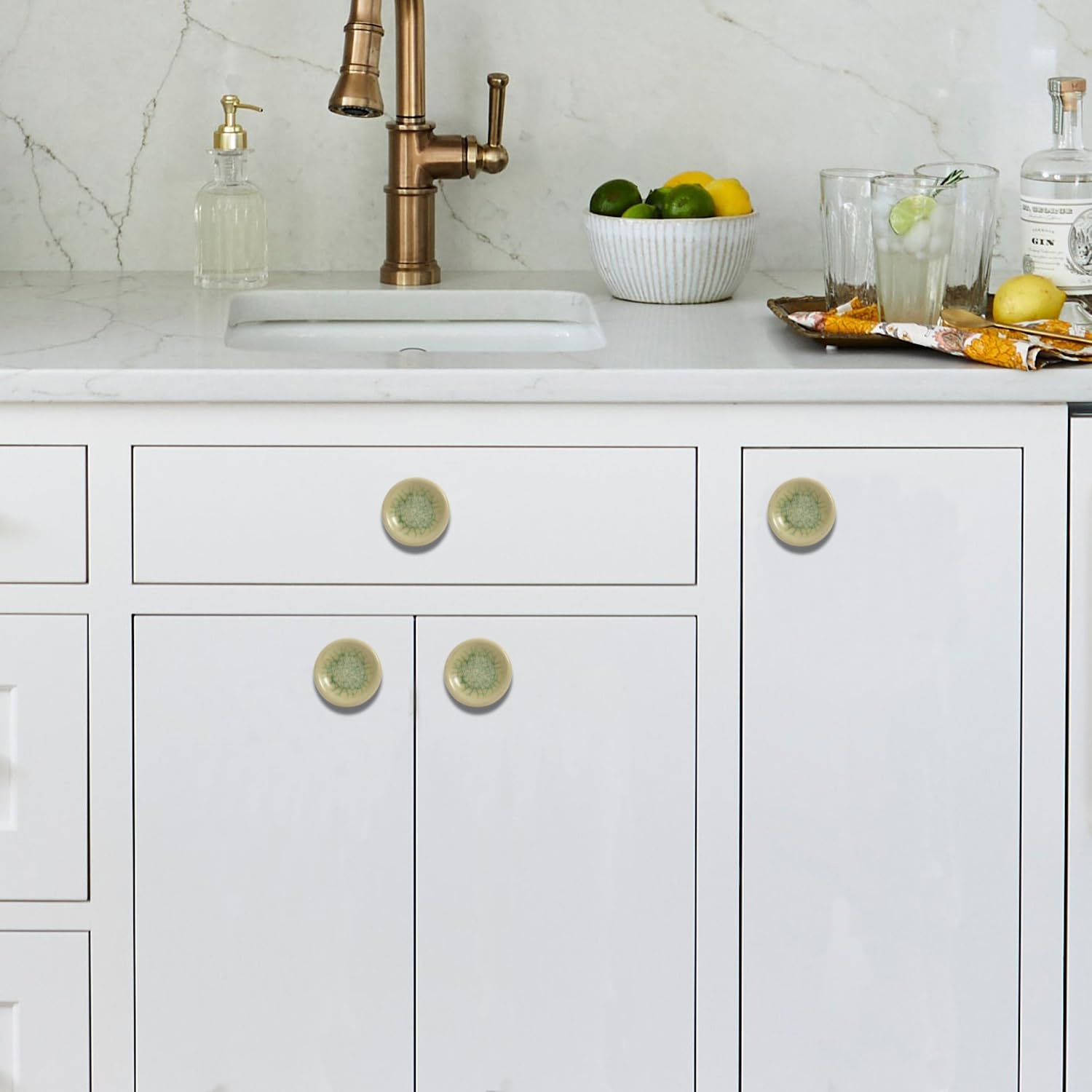 Perilla Home Set Of 6 Ceramic Knobs For Cabinet & Drawers Decorative Knobs For Home Kitchen Cabinet Hardware Cupboard Glass Door Dresser Wardrobe And - View #11