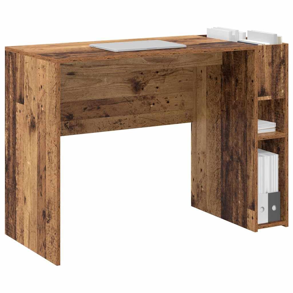 Scrivania in legno anticato, 109 x 50 x 78 cm, moderna scrivania da ufficio per casa e soggiorno, autoportante, con ampio spazio di archiviazione, ideale per lavoro e scuola