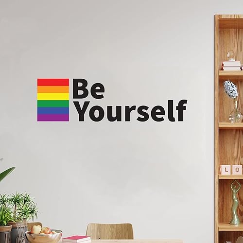 Calcomanía de pared de Orgullo Gay LGBT Mismo-Sexo Gay removible, calcomanía de vinilo extraíble Be Yourself LGBTQ, murales artísticos de pared con