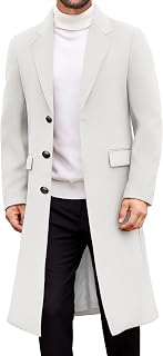 COOFANDY Men Trench Coat Long Casual Single Brested Overcoat Notched Collar