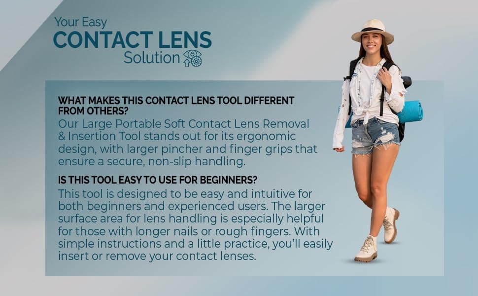 Miniatura 7 de Bullseye - Juego de 3 herramientas de extracción e inserción de lentes de contacto suaves y grandes, de goma de silicona, dispositivo de inserción y