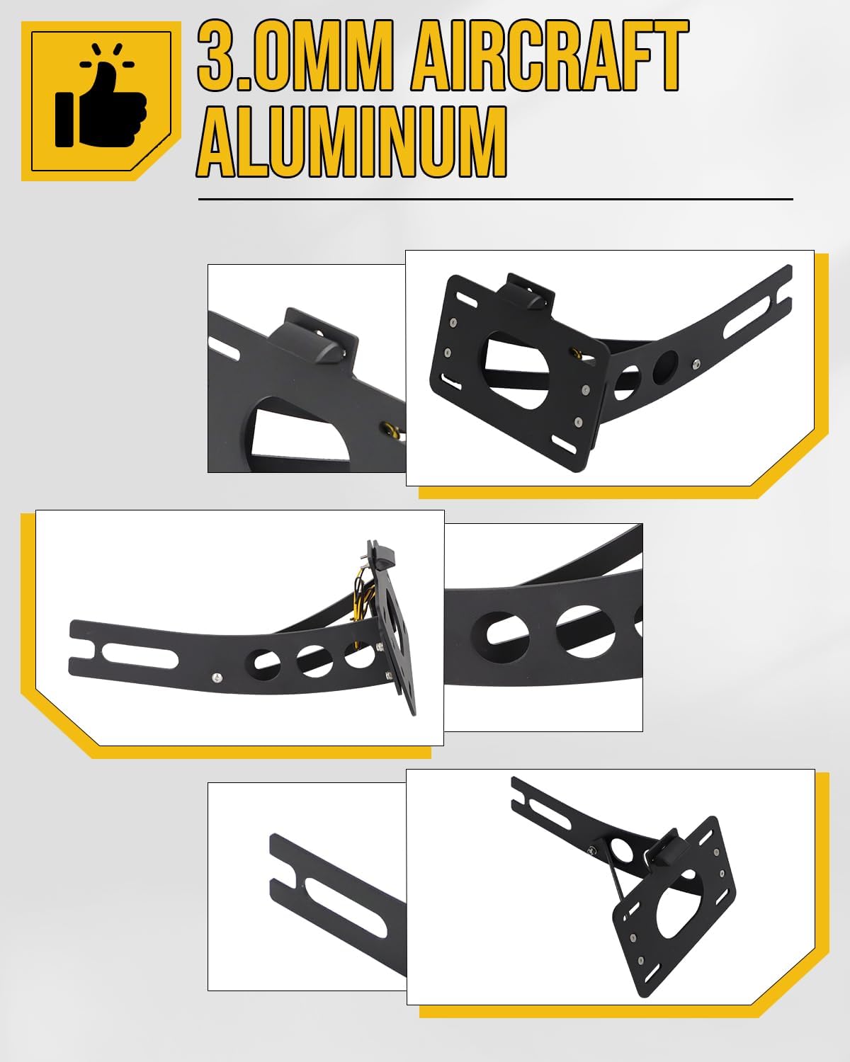 Side Mount License Plate Holder for Honda Shadow VT 600 C 1988-2000, Black Powder Coated Aluminum Fender Eliminator