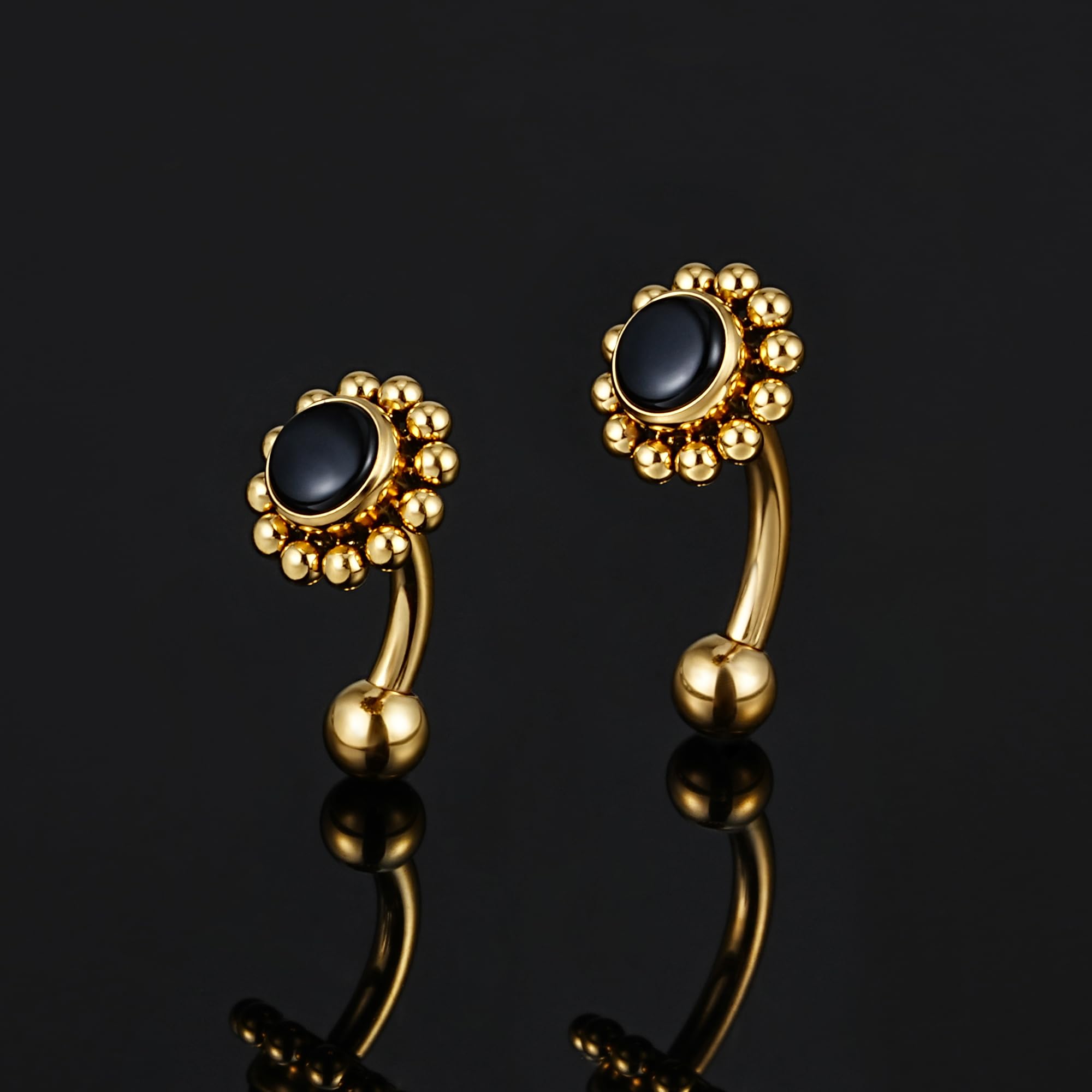 FINE4U 1PC Rook Piercing Jewelry 16g 8mm 6mm - ASTM F136 Titanium Rook Earrings, Curved Barbell Body Jewelry