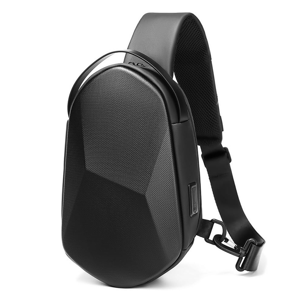 XINYASEE Sac de poitrine pour hommes, sac à bandoulière à coque dure,sac de corps multifonctionnel, sac à bandoulière imperméable,Sac à bandoulière décontracté pour cyclistes