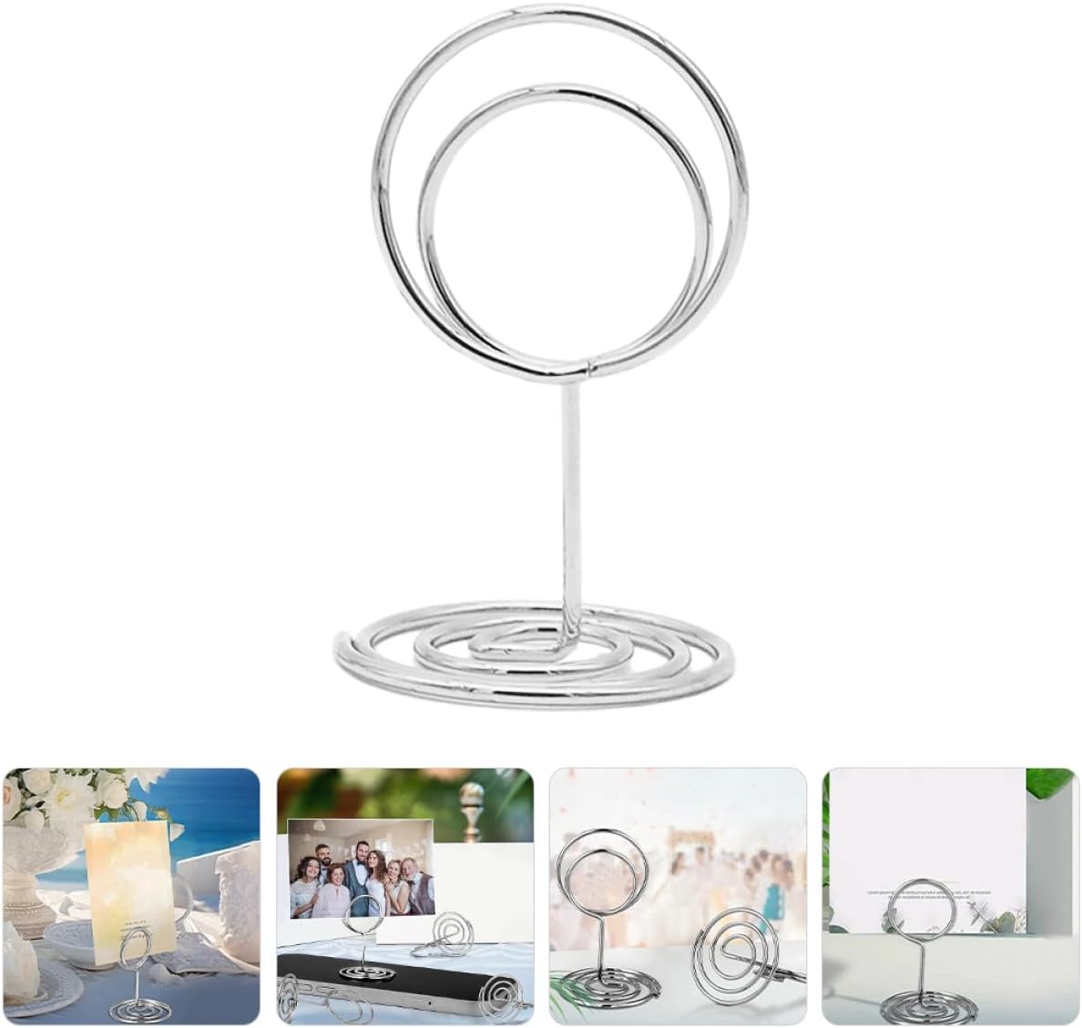 10pcs Metal Desk Picture Clip Holder 50mm Peacock Round Silver Table Photo Memo Card Placement Clips for Event Party Place Card Holders