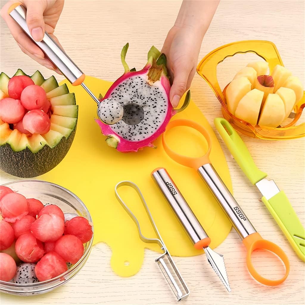 Fruit Tools 7 Piece Set Stainless Steel Tool Watermelon Carving Digging Ball Spoon Potato Peeler