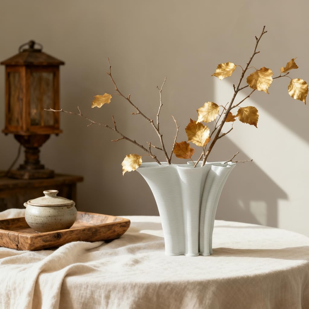 White Ceramic Vase for Home Decor, Boho Artistic Irregular Shape Decorative Vase, Unique Modern Accent for Living Room Bedroom or Entryway - Image 3