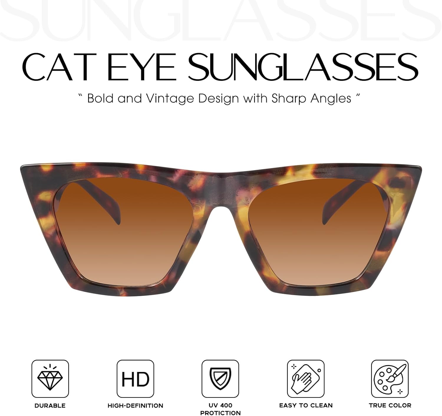 mosanana Square Cat Eye Sunglasses for Women Trendy Retro Cool MS51801 - Image 2