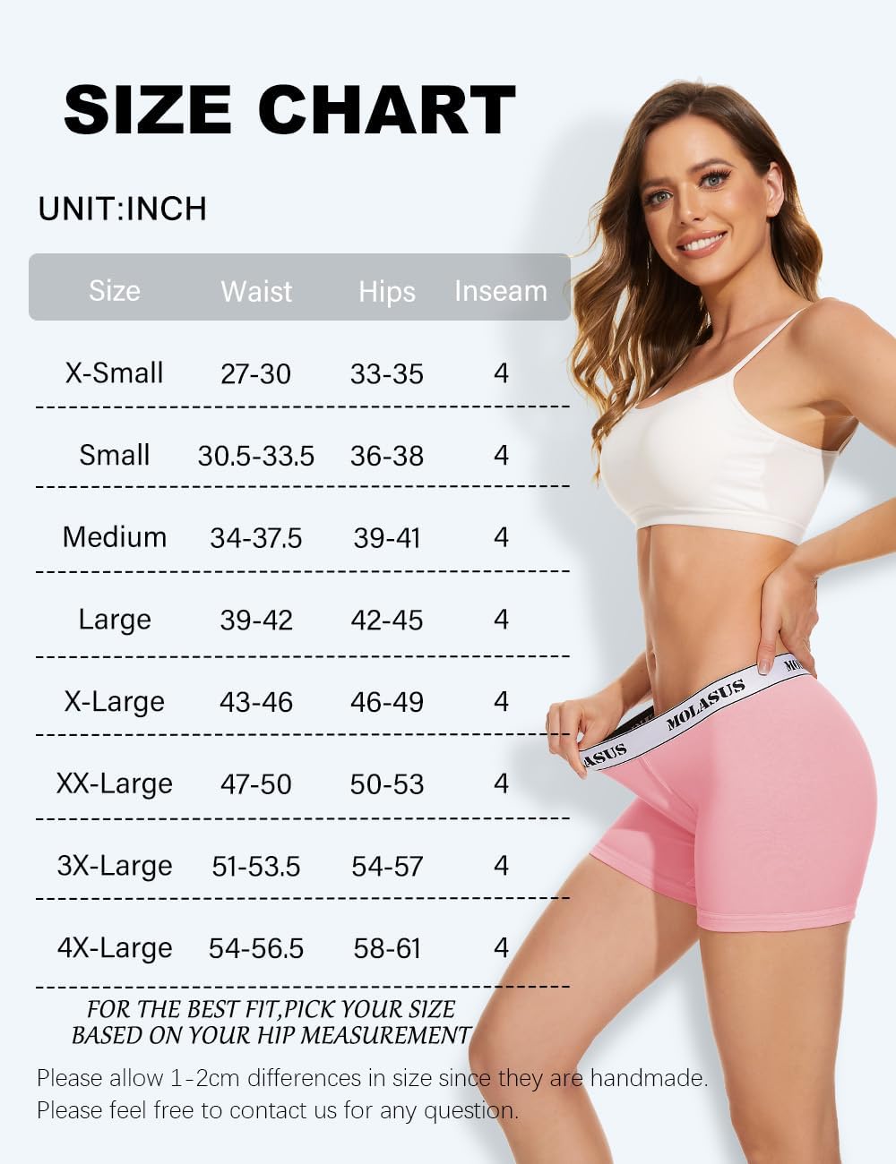 Molasus Womens Cotton Boxer Briefs Boy Shorts Underwear 4Pack - Image 6