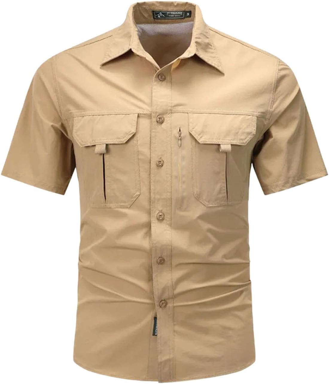 Mens Performance Short Sleeve Button Down Shirt Casual Camping Hiking Fishing Work Shirts