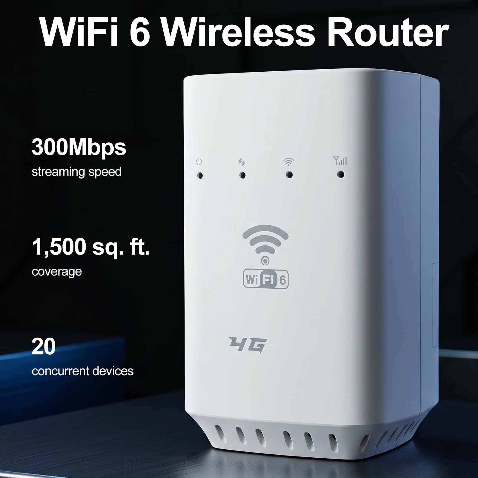 Router LTE CPE 4G, 32 Utenti Wi Fi Porte RJ45 Modem Wireless Portatile Wi Fi 6 Hotspot per Casa o in Auto da Condividere, 300 Mbps con Slot per Scheda SIM Interfaccia WAN LAN