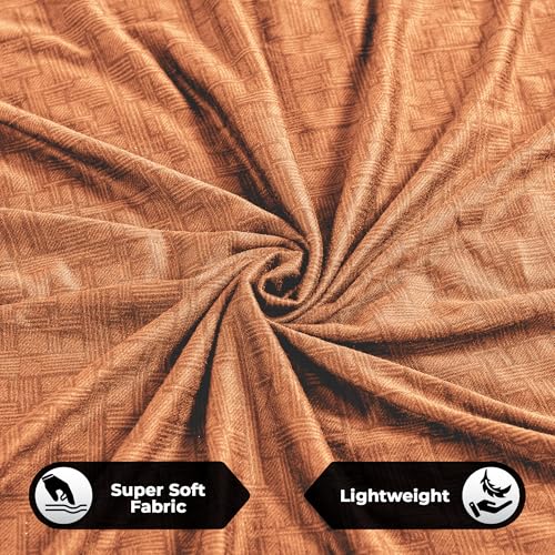Image of Story@Home Sofa Cover 3 Seater Fully Covered | Stretchable Polyester Spandex Elastic Sofa Cover 3 Seater | Orange Criss Cross 3 Seater Sofa Covers for Living Room & Create Your Own Customized Set