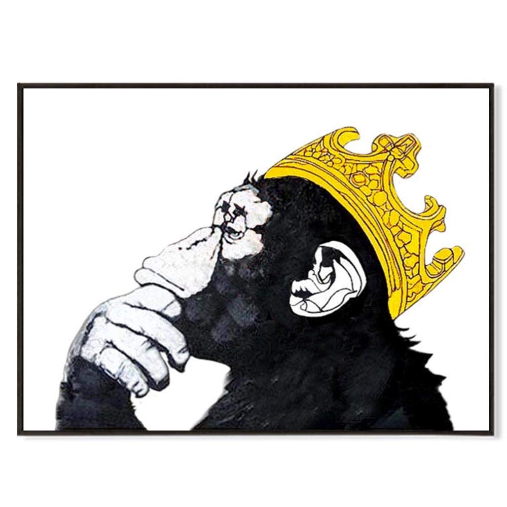 Photo 1 of AIDAYU ART 100% Hand Painted Painting On Canvas King Gorilla Monkey with Gold Crown Artwork for Home Wall Decor Unframed (20x24 inch)