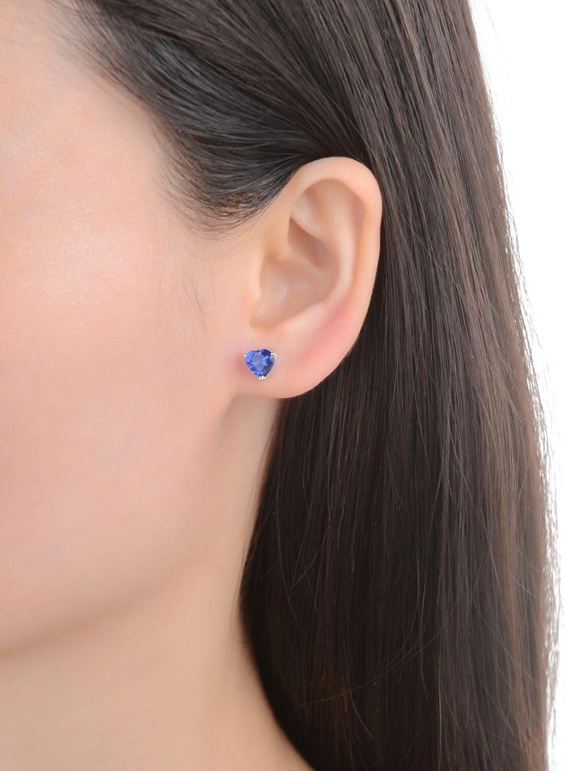 1 Pair Adabele Authentic Sterling Silver Heart Birthstone Stud Earrings 6mm/0.84 Carat Cubic Zirconia Imitation Diamond Gemstone Hypoallergenic Nickel Free Tarnish Resistant Women Jewelry