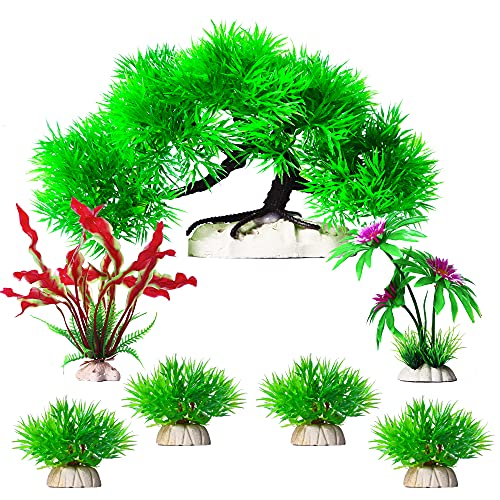 Aquariumdekoration, künstliche Algen, Wasserpflanzen, Kunststoff, für Haushalt und Büro, 8 Stück Cover
