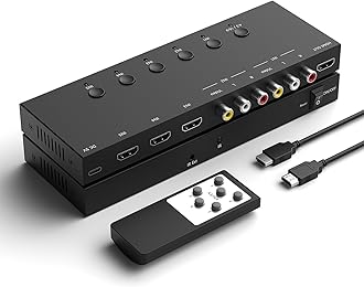 - 2 AV Inputs + 3 HDMI 2.0 Inputs to HDMI Converter (5 in 1) with Upgrade New Version