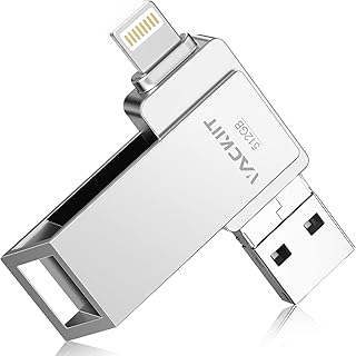 MFi 인증 512GB 플래시 드라이브 3ni1 USB 스틱 외장 저장 장치 아이폰/PC/아이패드/안드로이드/기타 3.0 고속 장치 호환 사진 및 비디오 전송 저장 백업(실버)