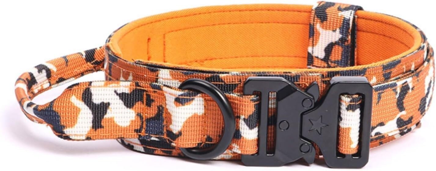 Komfortowa obroża i smycz dla psa, regulowana miękka obroża nylonowa dla średnich i dużych psów, smycz z rączką i pierścieniem O, 1 sztuka(Orange Set,XL)