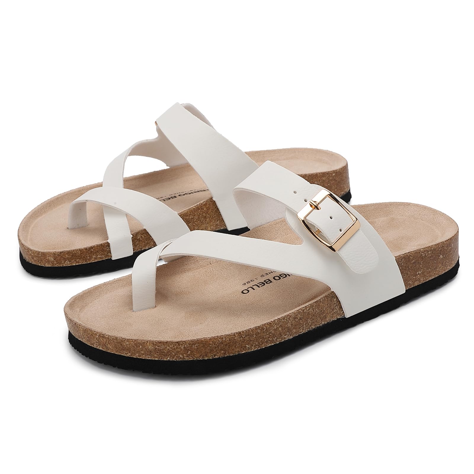 Mules Mujer Sandalias de Corcho Verano Cuero Zapatillas de Playa Sandalias Punta Abierta Hebilla Ajustable EU36-41