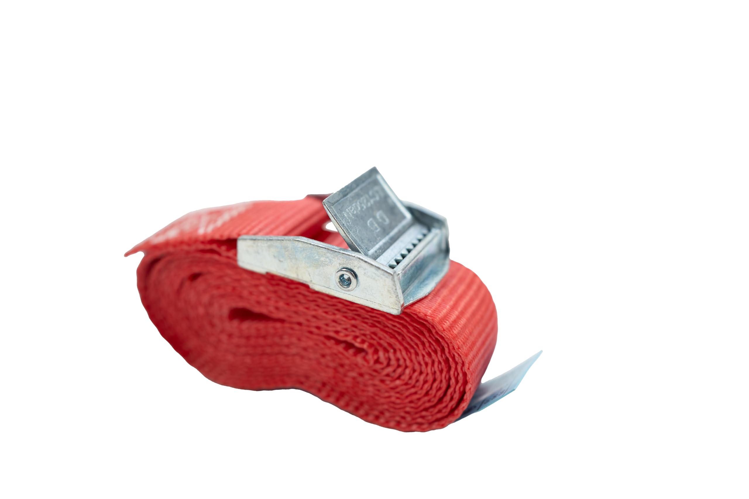 DoZurr 250 Lot de 10 Sangles d'arrimage avec Serrage de Sangle, 1 pièce, Charge maximale : 250 kg, Largeur : 25 mm x Longueur : 4 m, Rouge, pour Barres de Toit et cerclage