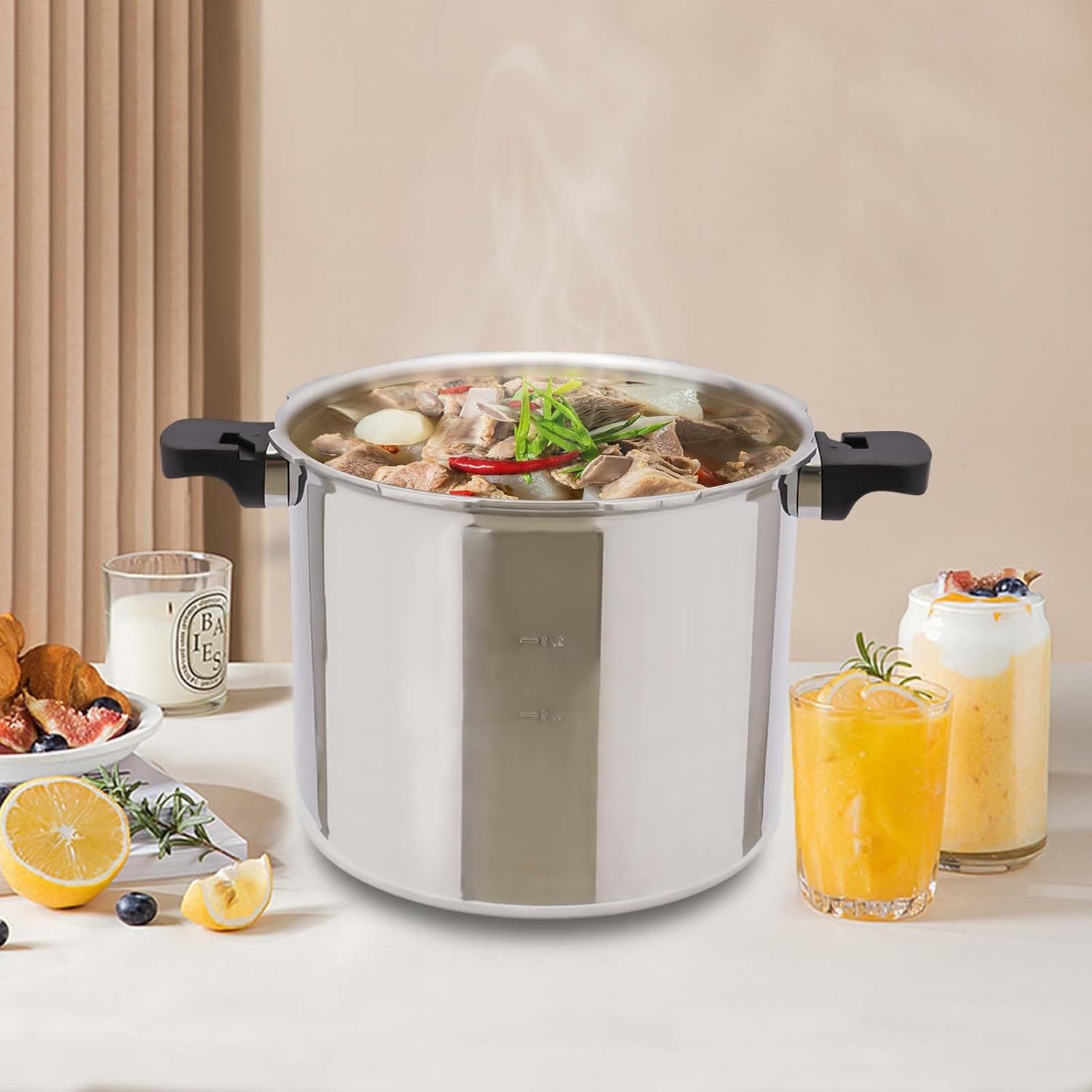 Pressure Cooker, 23Qt (90Kpa) Thickened Explosion-Proof Ressure Pot with Pressure Dial Gauge, Float Valve, Pressure Limiting Valve, Rice cooker for Kitchen