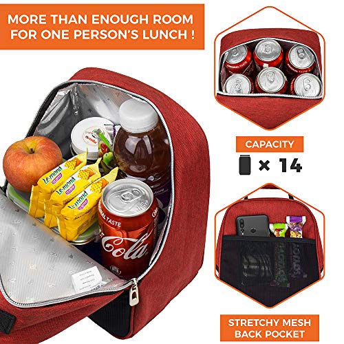 Opux Insulated Lunch Box For Girls Boys, Leakproof Lunch Bag For Kids Teens, Reusable Lunch Pail Cooler Tote For Work Women Men Adults, Back To School Gift, Backpack Shape Lunchbox, Red #TOP3