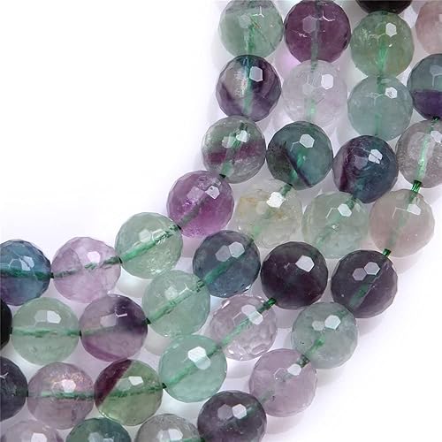 Miniatura 3 de JOE FOREMAN Cuentas redondas facetadas de fluorita de 0.315 in para hacer joyas, piedras preciosas naturales semipreciosas de 15 pulgadas