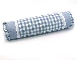 Travesseiro de apoio lombar Edomi com gola cervical e travesseiro de trigo sarraceno arredondado para amortecimento lateral e suporte nas costas, enchimento de cascos de trigo sarraceno, Azul, 15x4 Inch, 1