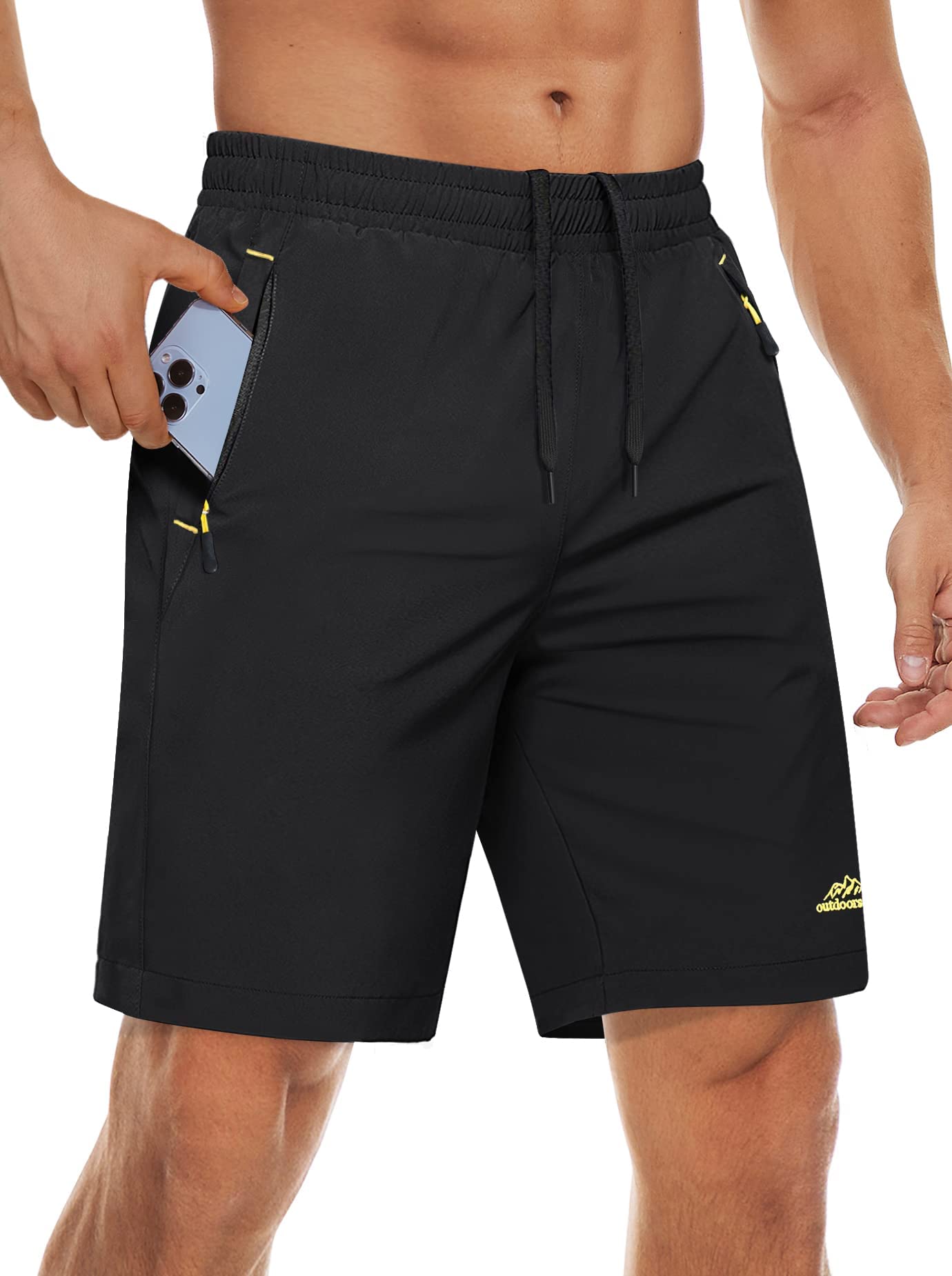 MAGCOMSEN Men's Athletic Shorts Quick Dry Gym Shorts Workout Sport with Zipper Pockets for Running Basketball Hiking