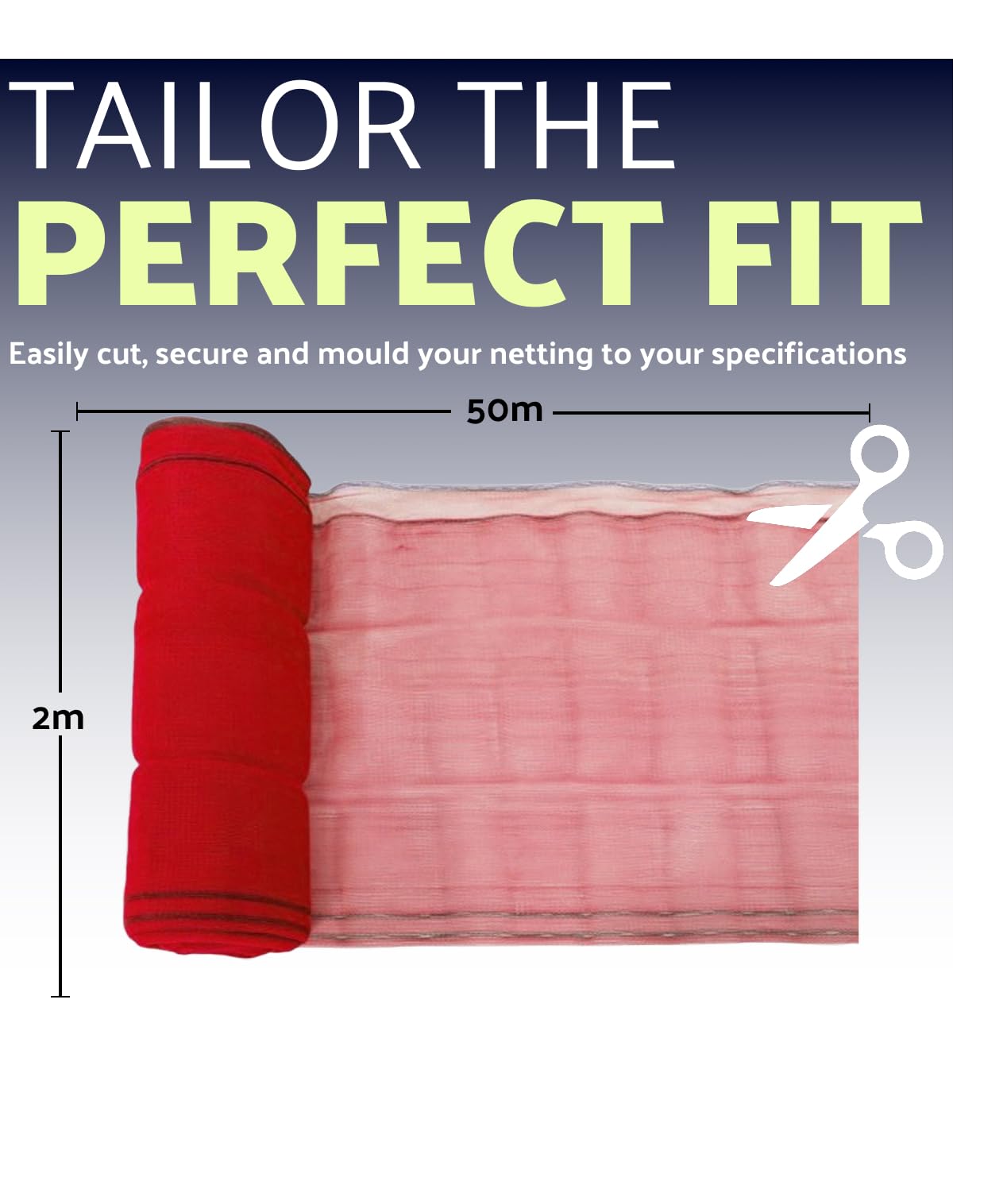 Filet de protection contre les débris de jardin - 2 m x 50 m - Haute protection GSM/UV (rouge)