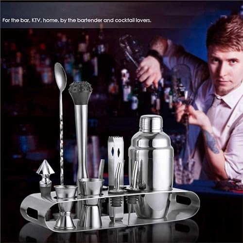Miniatura 7 de Juego de coctelera de 12 piezas, juego de coctelera de acero inoxidable, juego de herramientas de barman con soporte de exhibición, juego de