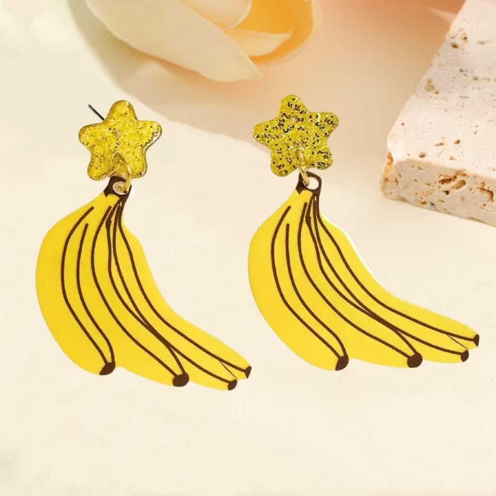Cute Acrylic Resin Banana Shape Lightweight Dangle Drop Earrings for Women Jewelry - Image 3