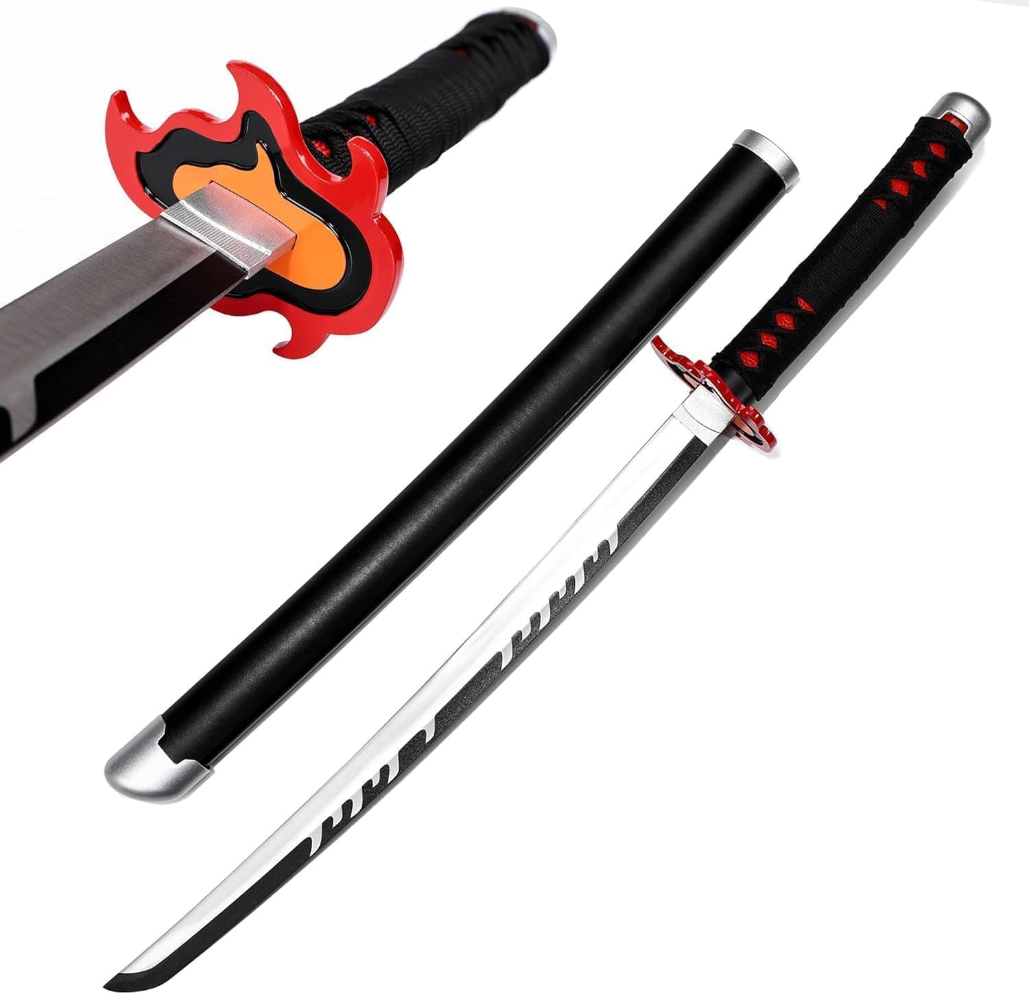 Loocaa Demon Slayer Sword Stocking Fillers - Bamboo Sword Kids Teenager Cosplay Sword Halloween Christmas Party Anime Tanjiro Cosplay - Size 76 cm For Child (Kamado Tanjirou Vulcan)