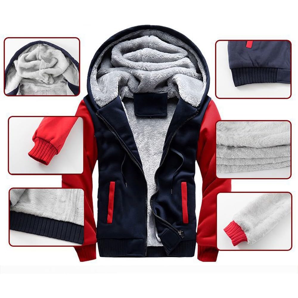 KouRy Herren Fleece Hoodies Jacken für Fast Furious Pullover Winter Warm Sweatshirt Casual Hooed Jacke Reißverschluss Dicke Mäntel